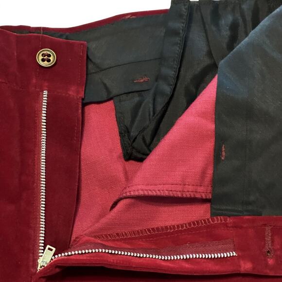 Vintage 70s Braten Velvet Pants 36x32 Burgundy Red NOS Wide Leg Party Retro Glam - Picture 4 of 10